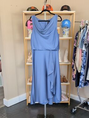 Just...Taylor Periwinkle Cowl-Neck Midi Dress